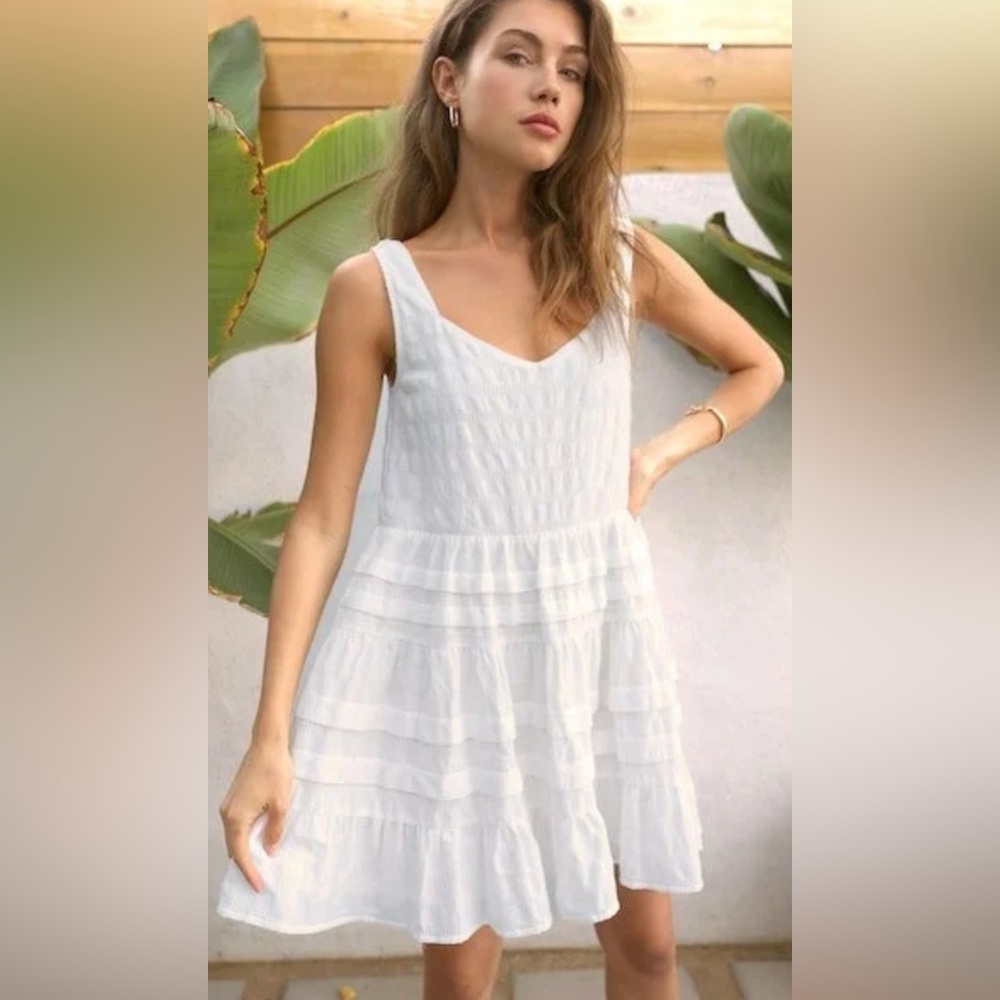 Greylin White Textured Mini Dress, size S